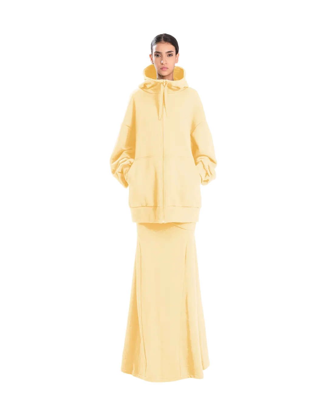 Drape Long Skirt Double Cream