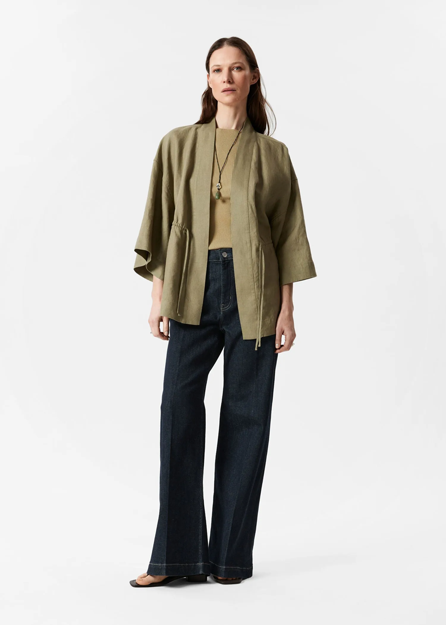 Drawstring Linen Blazer
