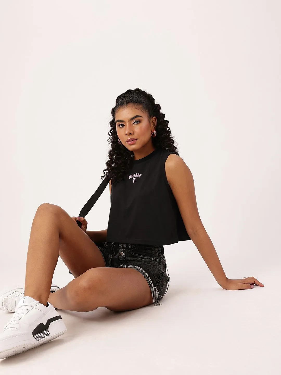 DressBerry Grunge Glam Printed Boxy Fit Crop Tshirts