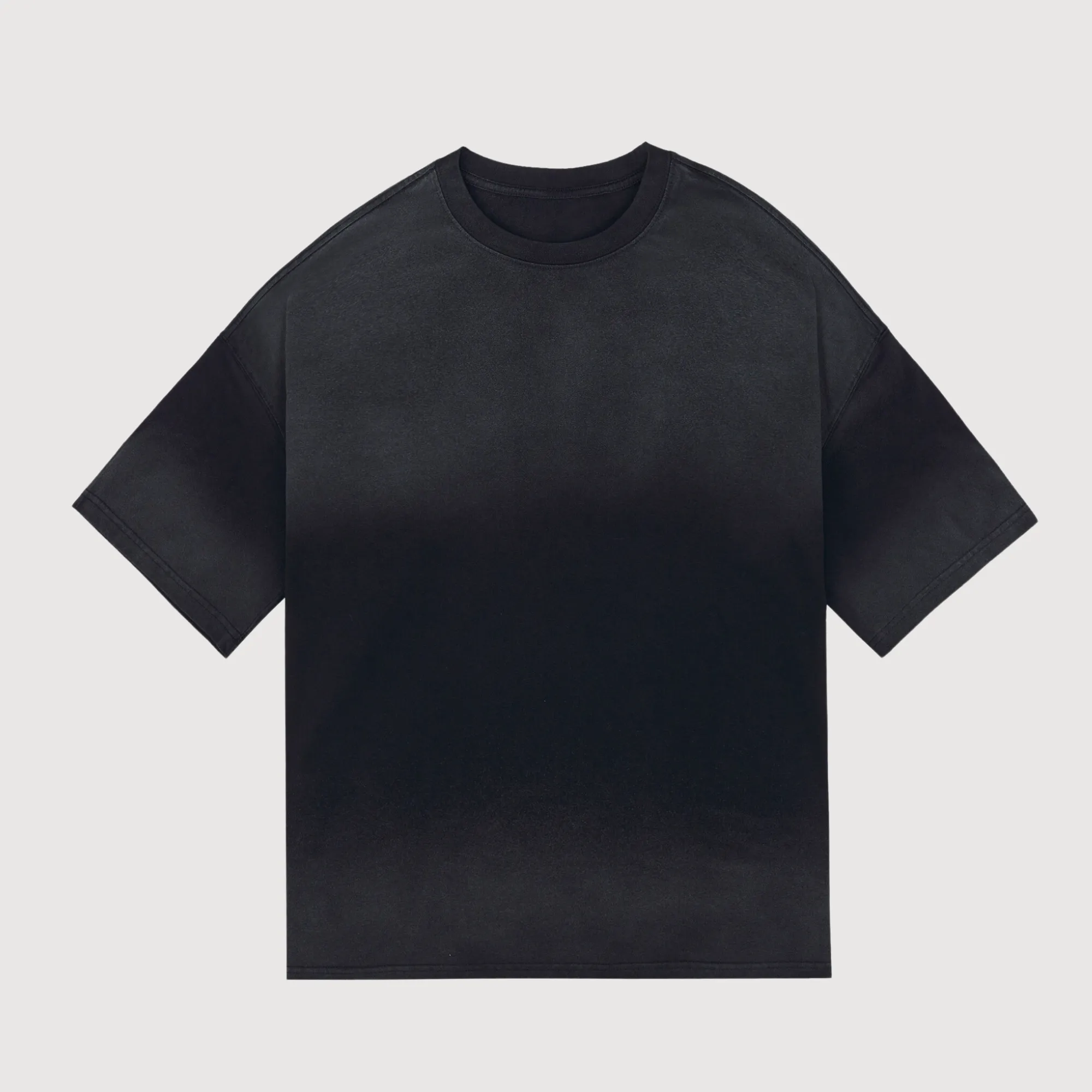 Dyed Black T-Shirt x Drop Shoulder Oversized T-Shirt