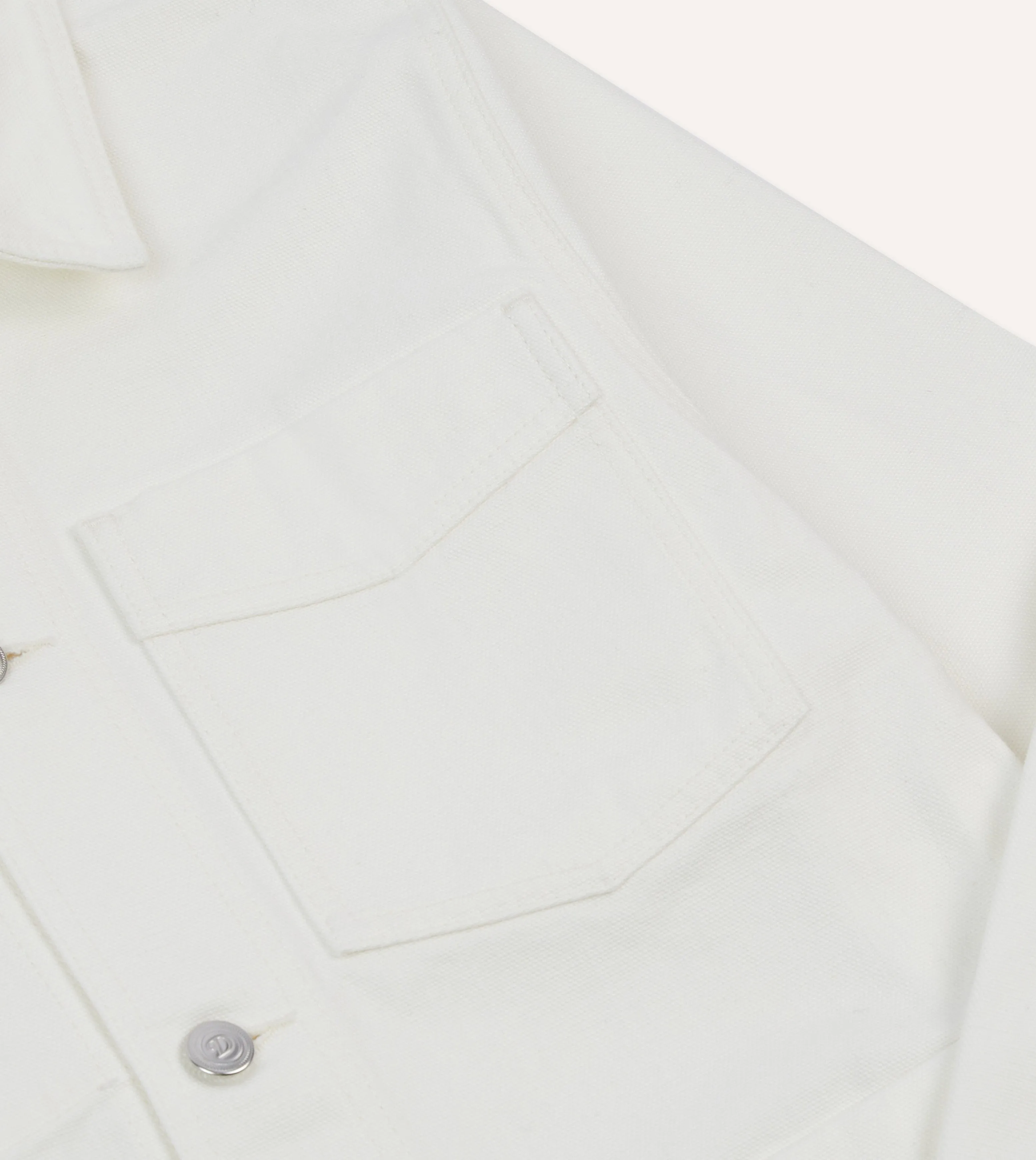 Ecru Cotton Canvas Work Jacket