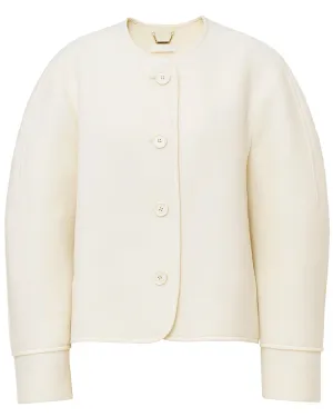 Eden White Collarless Boxy Jacket