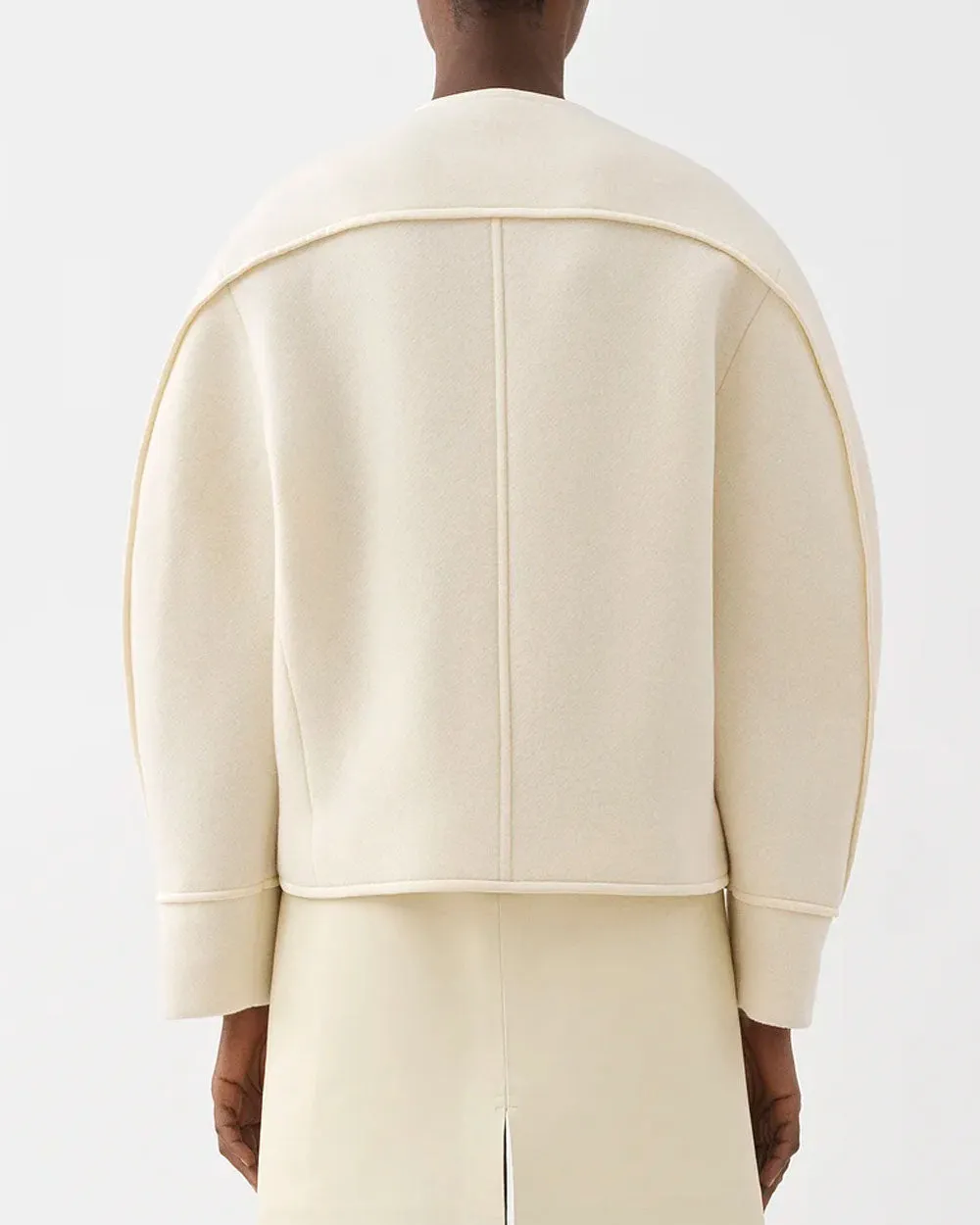 Eden White Collarless Boxy Jacket
