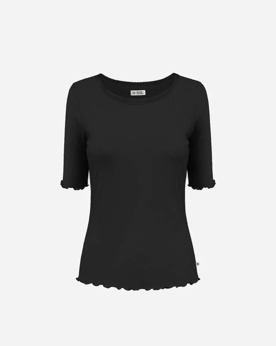 Elsk Jannerup Ribbed Boat Neck SS Tee - Black