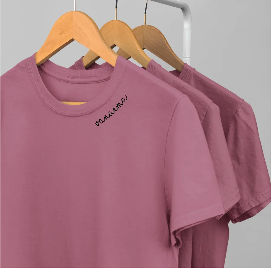 Embroidered Collar Organic Cotton T-shirt "Vanaema"