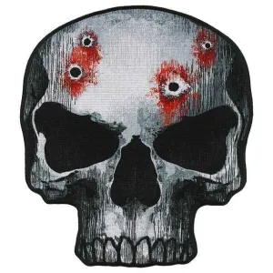 Embroidered Jumbo Skull Patch with Bullet Holes - Wholesale
