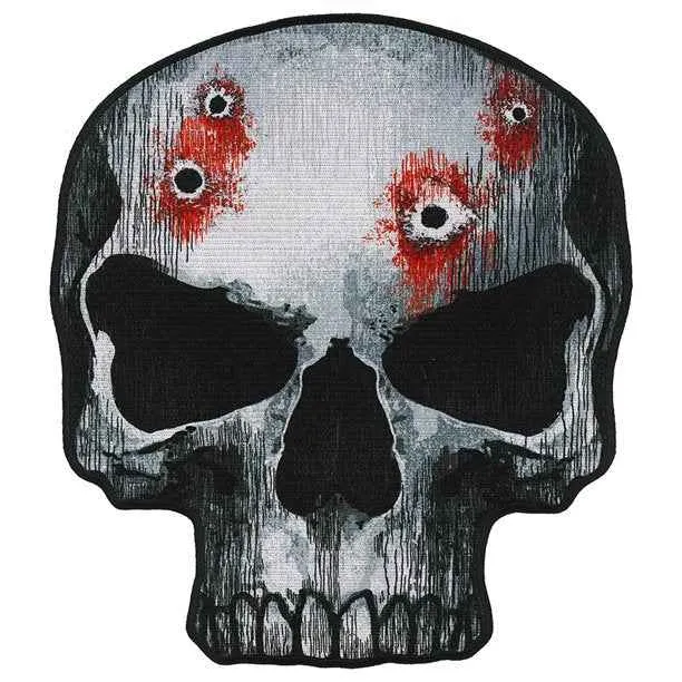 Embroidered Jumbo Skull Patch with Bullet Holes - Wholesale