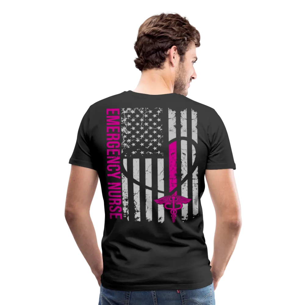 Emergency Nurse Flag Stethoscope Front No Name Men's Premium T-Shirt