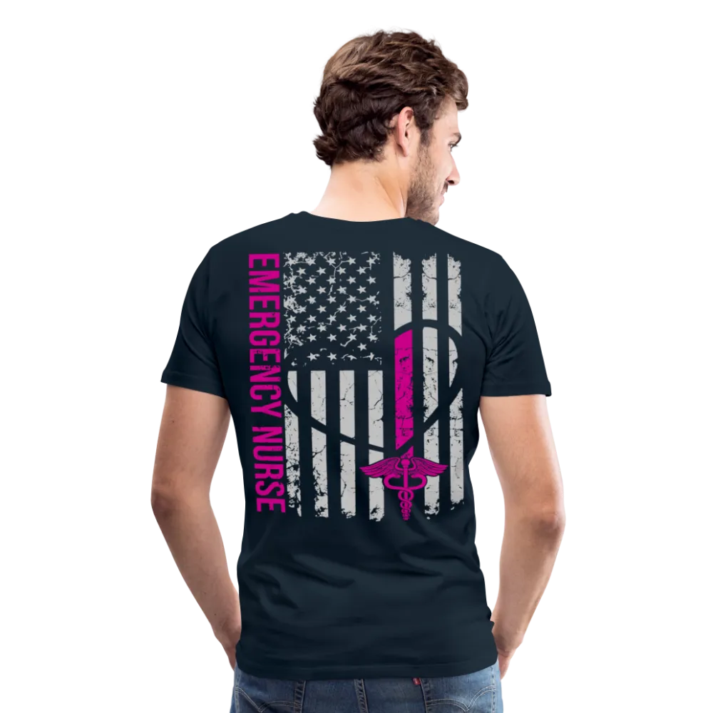 Emergency Nurse Flag Stethoscope Front No Name Men's Premium T-Shirt