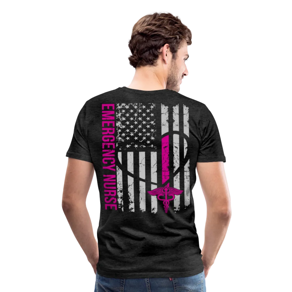 Emergency Nurse Flag Stethoscope Front No Name Men's Premium T-Shirt