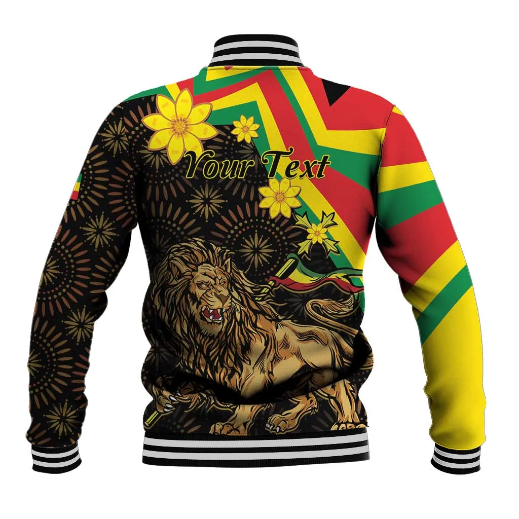 Enkutatash Ethiopia New Year Baseball Jacket Lion of Judah Adey Abeba Flower LT01