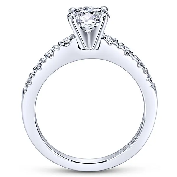 ER3950 / 14k White Gold Round Straight Diamond Engagement Ring