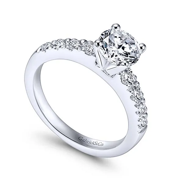 ER3950 / 14k White Gold Round Straight Diamond Engagement Ring