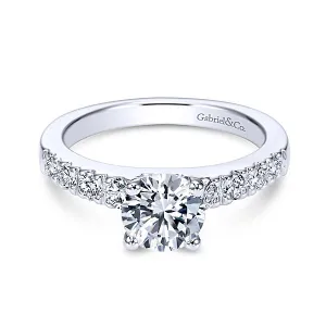 ER3950 / 14k White Gold Round Straight Diamond Engagement Ring