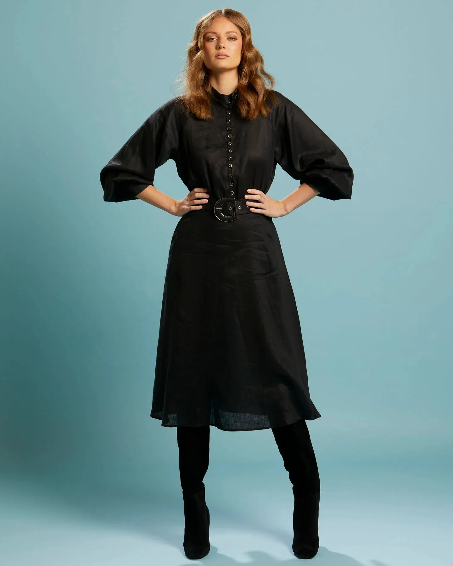 Exhale Belted Midi Dress