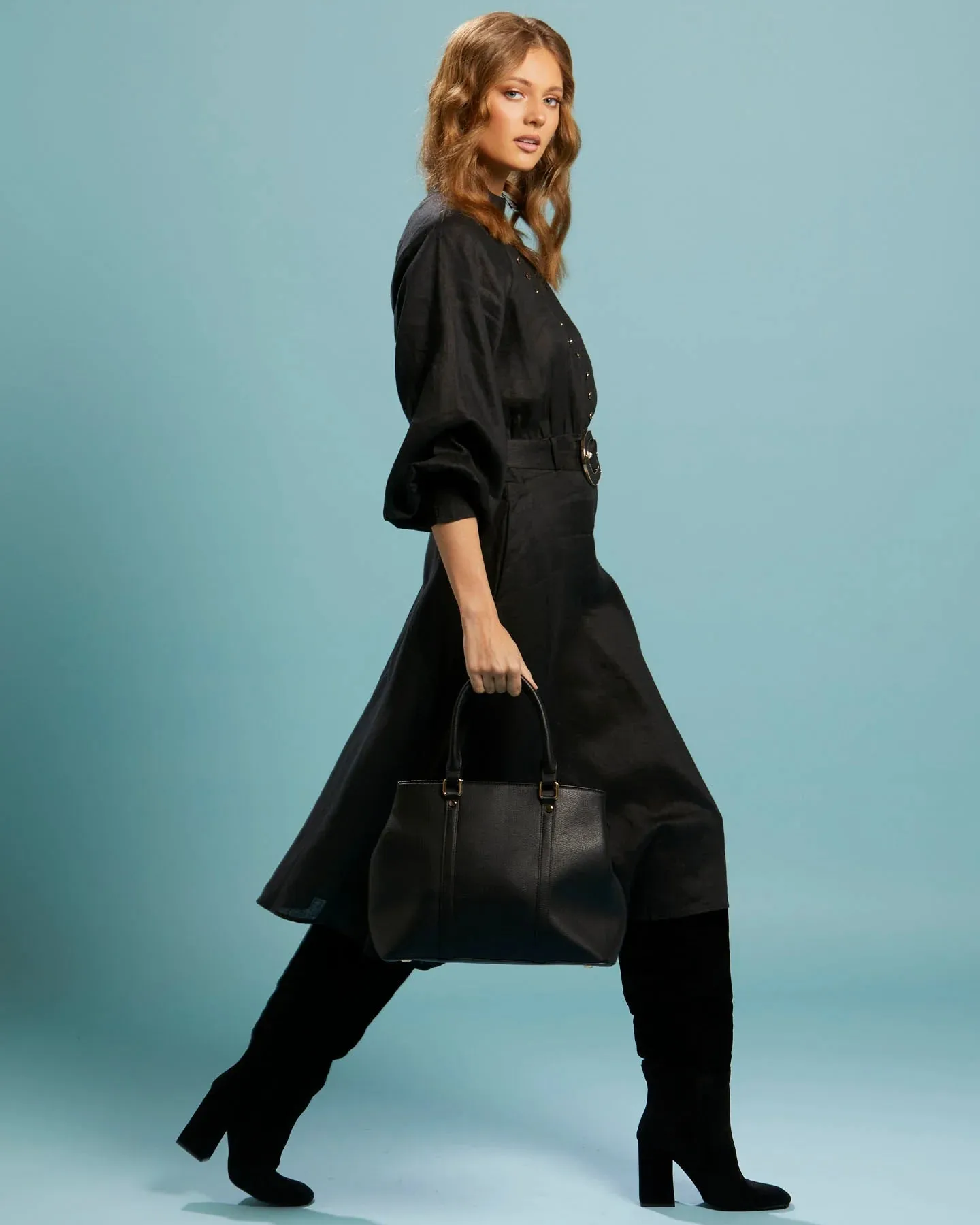 Exhale Belted Midi Dress