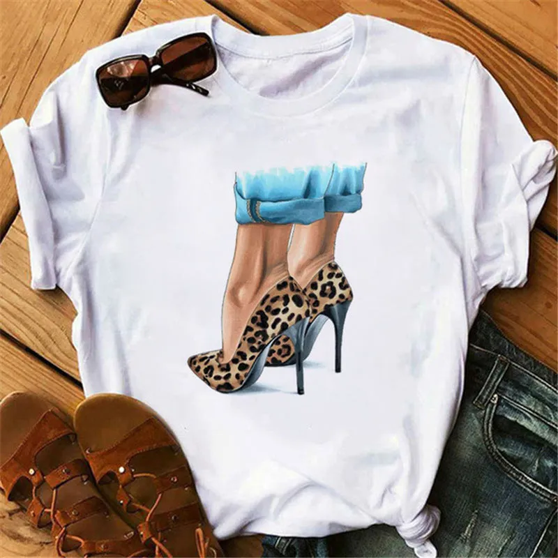 Fashion Print Black Loose T-shirt