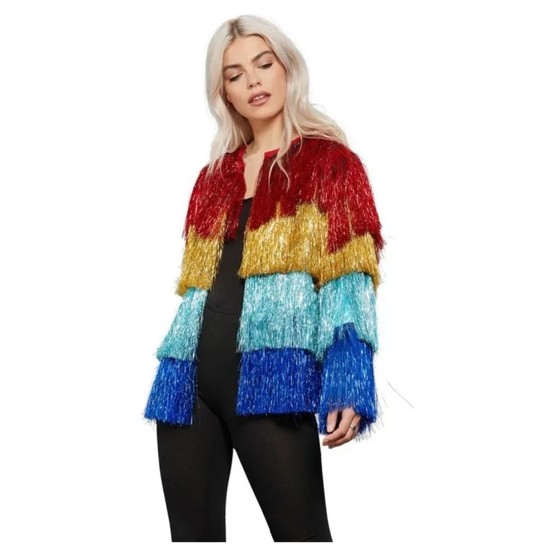 Fever Tinsel Festival Jacket, Rainbow