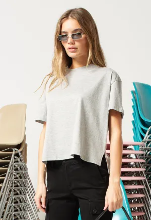 Finley Boxy Tee / Heather Grey