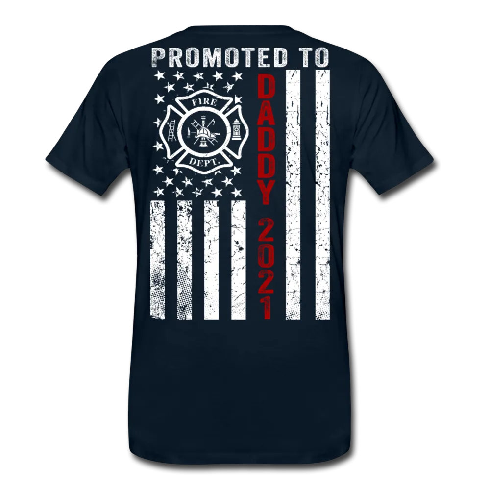 Firefighter Promoted to Daddy 2021 Flag Men's Premium T-Shirt