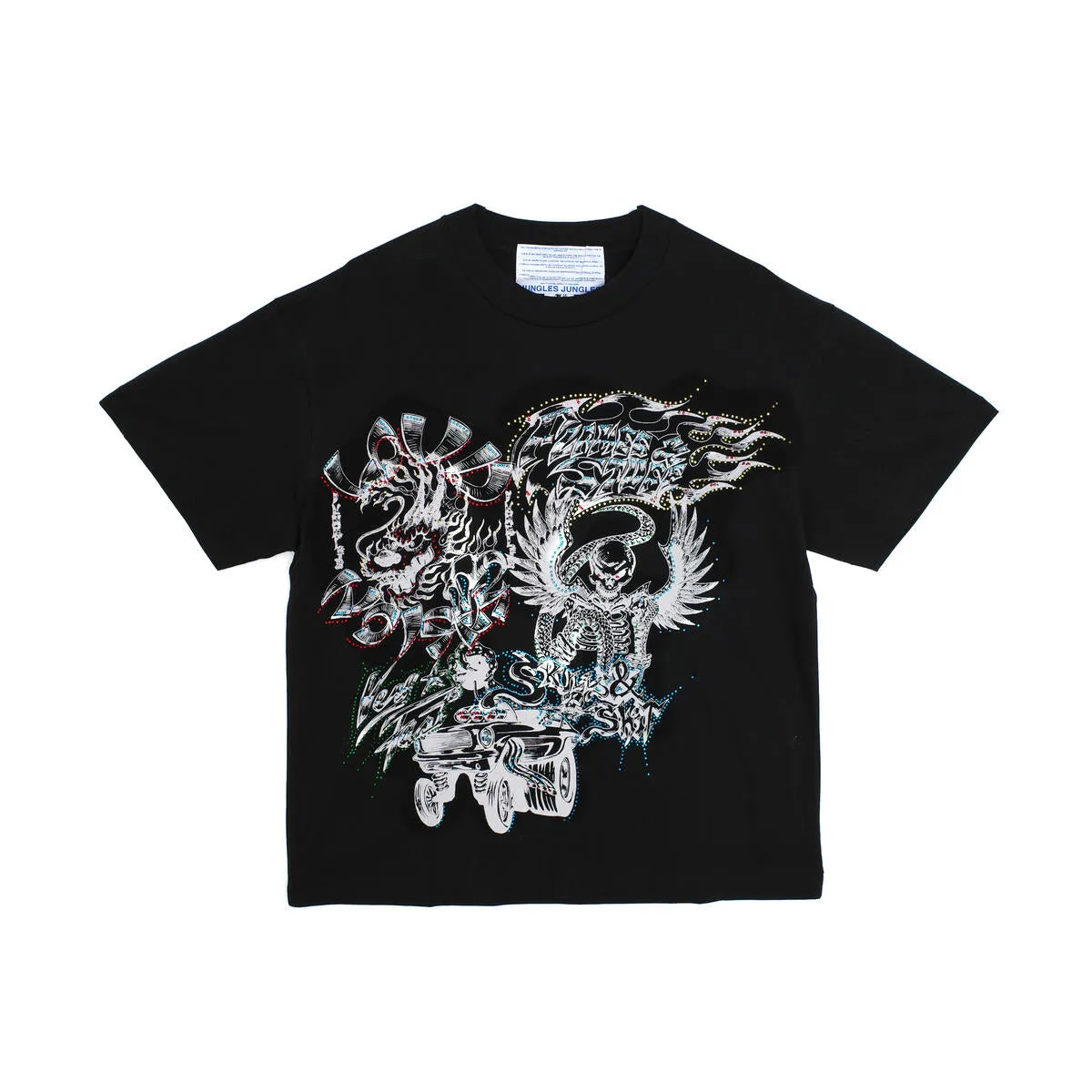 Flames n Stuff Rhinestone T-Shirt - Black