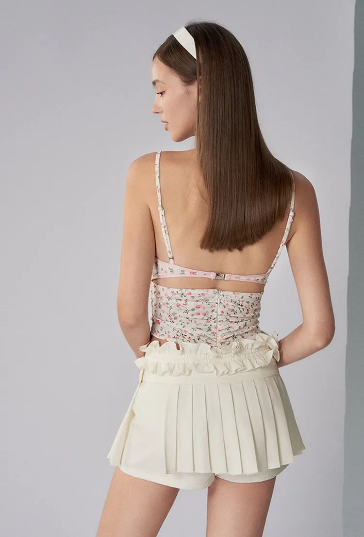 Floral Lace-Up Corset Top