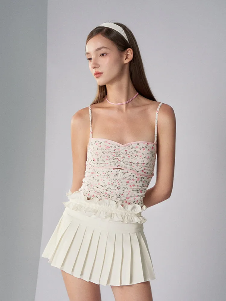 Floral Lace-Up Corset Top