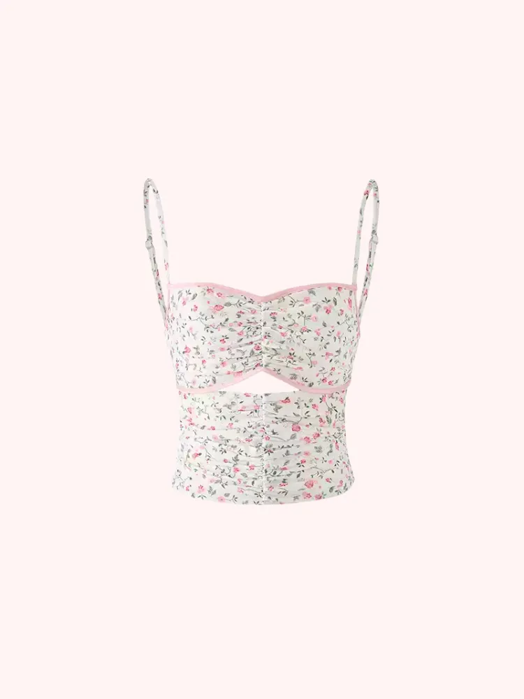 Floral Lace-Up Corset Top