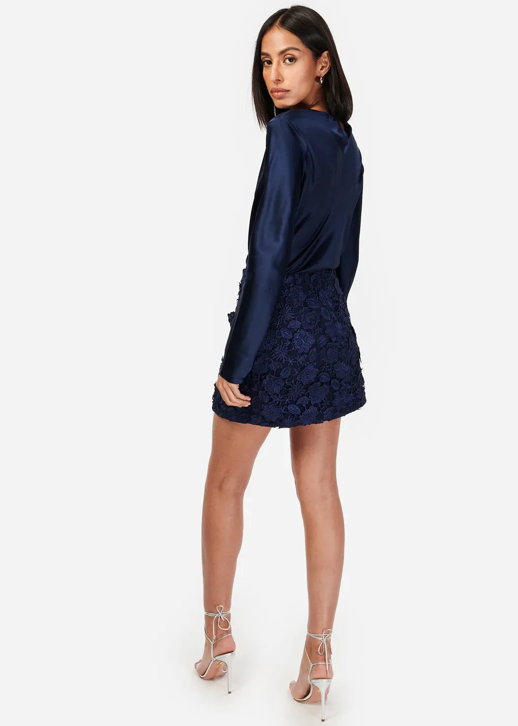 Florcienta Lace Mini Skirt - Navy