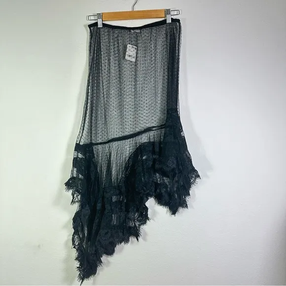 Free People Afternoon Half Slip in Black NWT