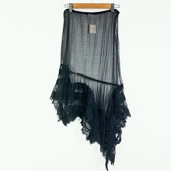 Free People Afternoon Half Slip in Black NWT