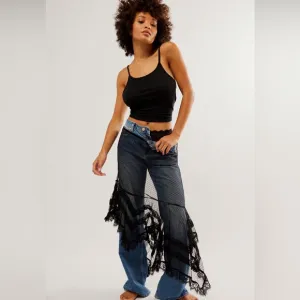 Free People Afternoon Half Slip in Black NWT