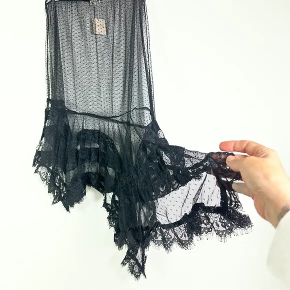 Free People Afternoon Half Slip in Black NWT