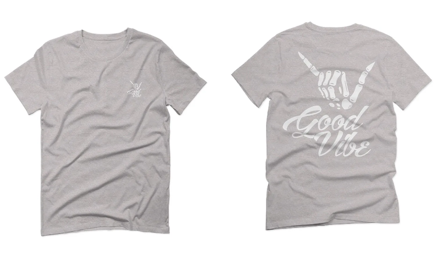 Front and Back Good Vibe Bones Hand Shaka Cool Vintage Hipster Graphic For men T Shirt