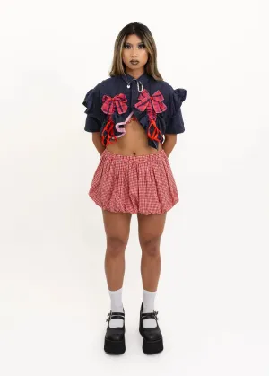 Gingham micro mini bubble skirt