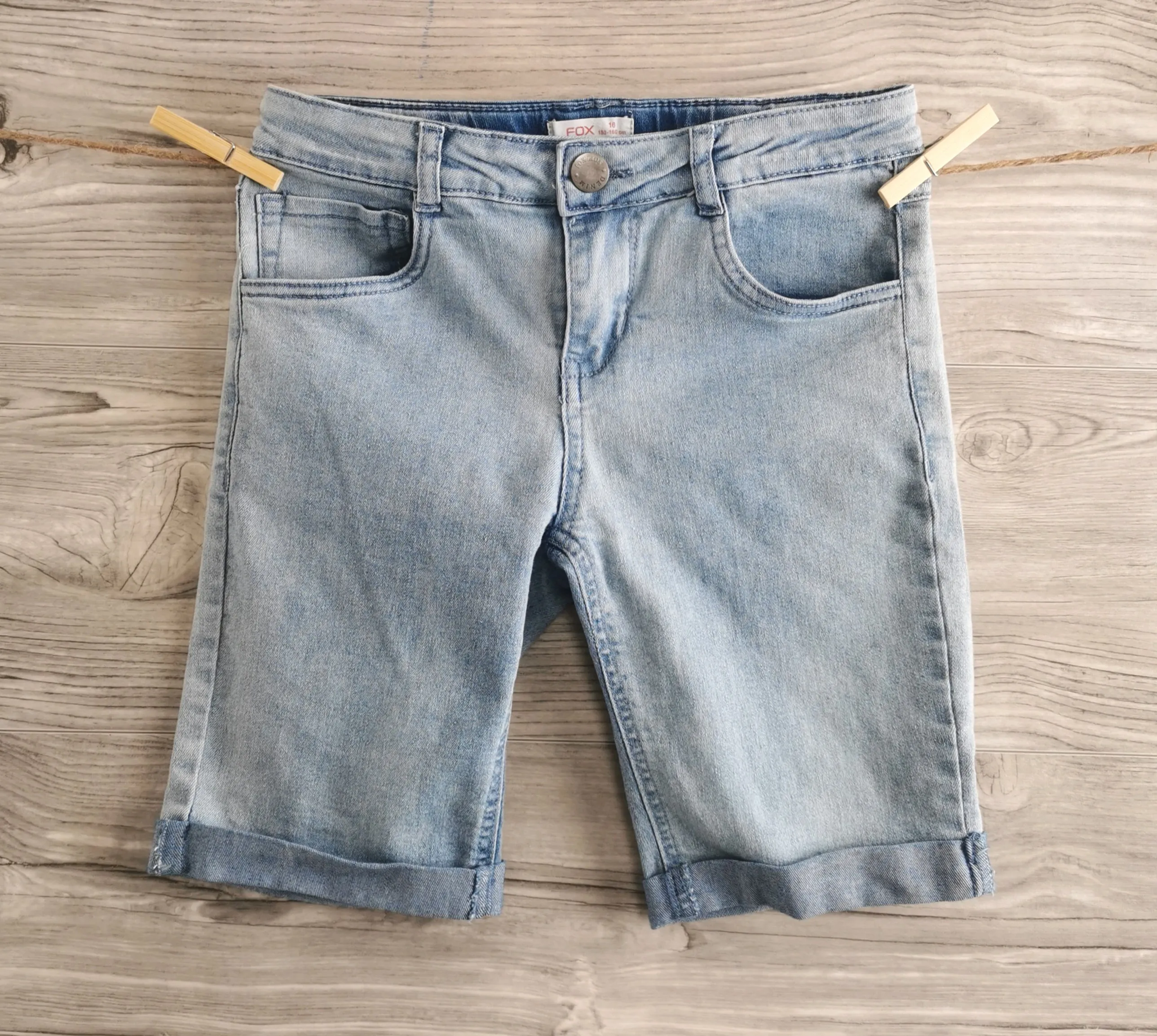 GIRL SIZE 16 YEARS - FOX, Rolled Cuff Jean Shorts EUC B51