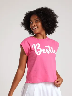 Girls Bestie Boxy Tee - Bright Pink