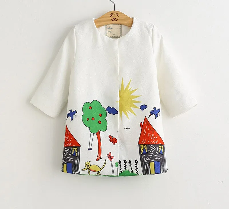 Girls Coats and Jackets Kids Spring Children Jackets for Girls Clothes Cartoon Print Design Girls Jackets