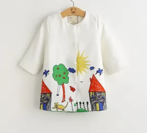 Girls Coats and Jackets Kids Spring Children Jackets for Girls Clothes Cartoon Print Design Girls Jackets