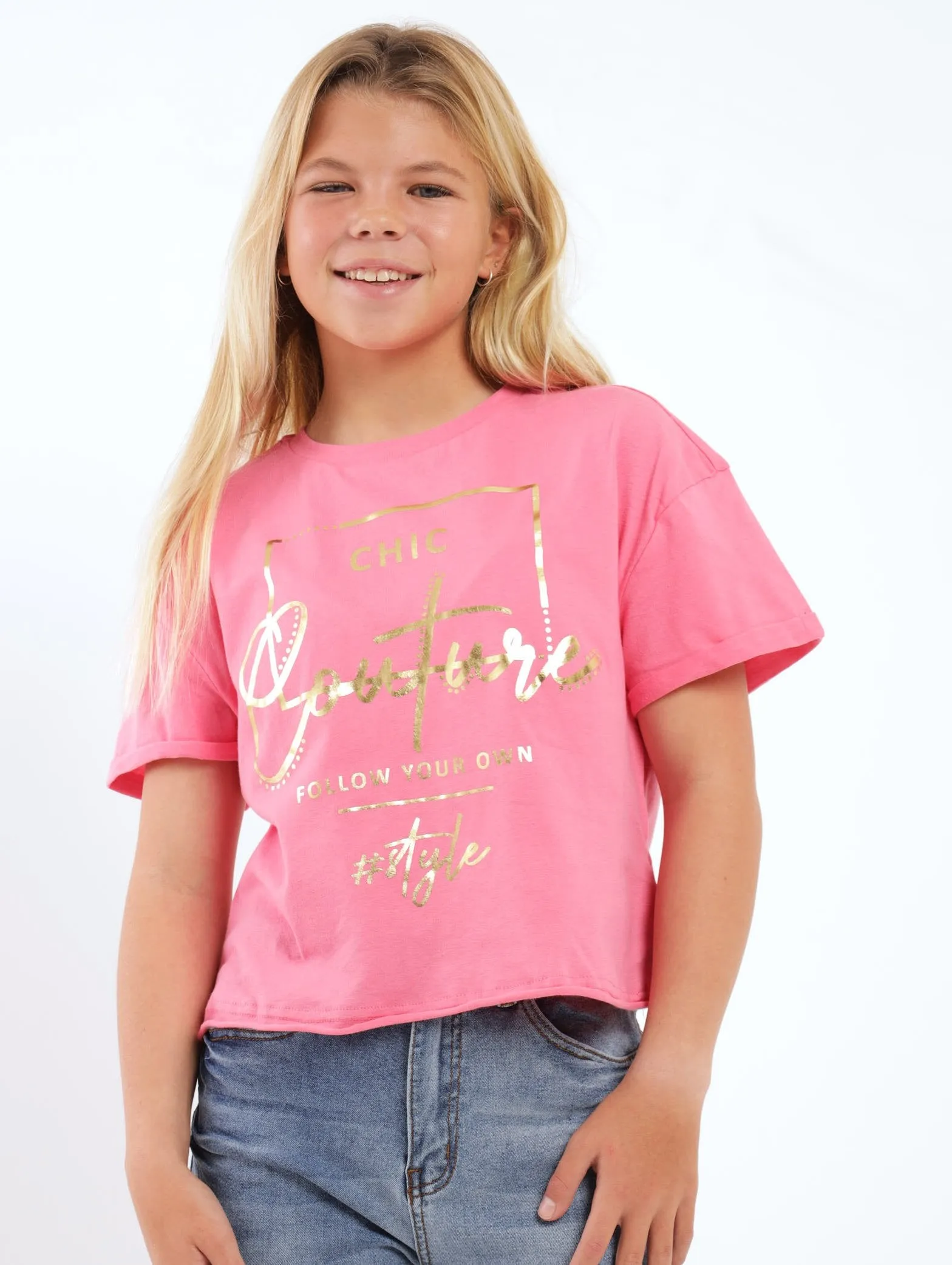 Girls Couture Boxy Tee - Pink