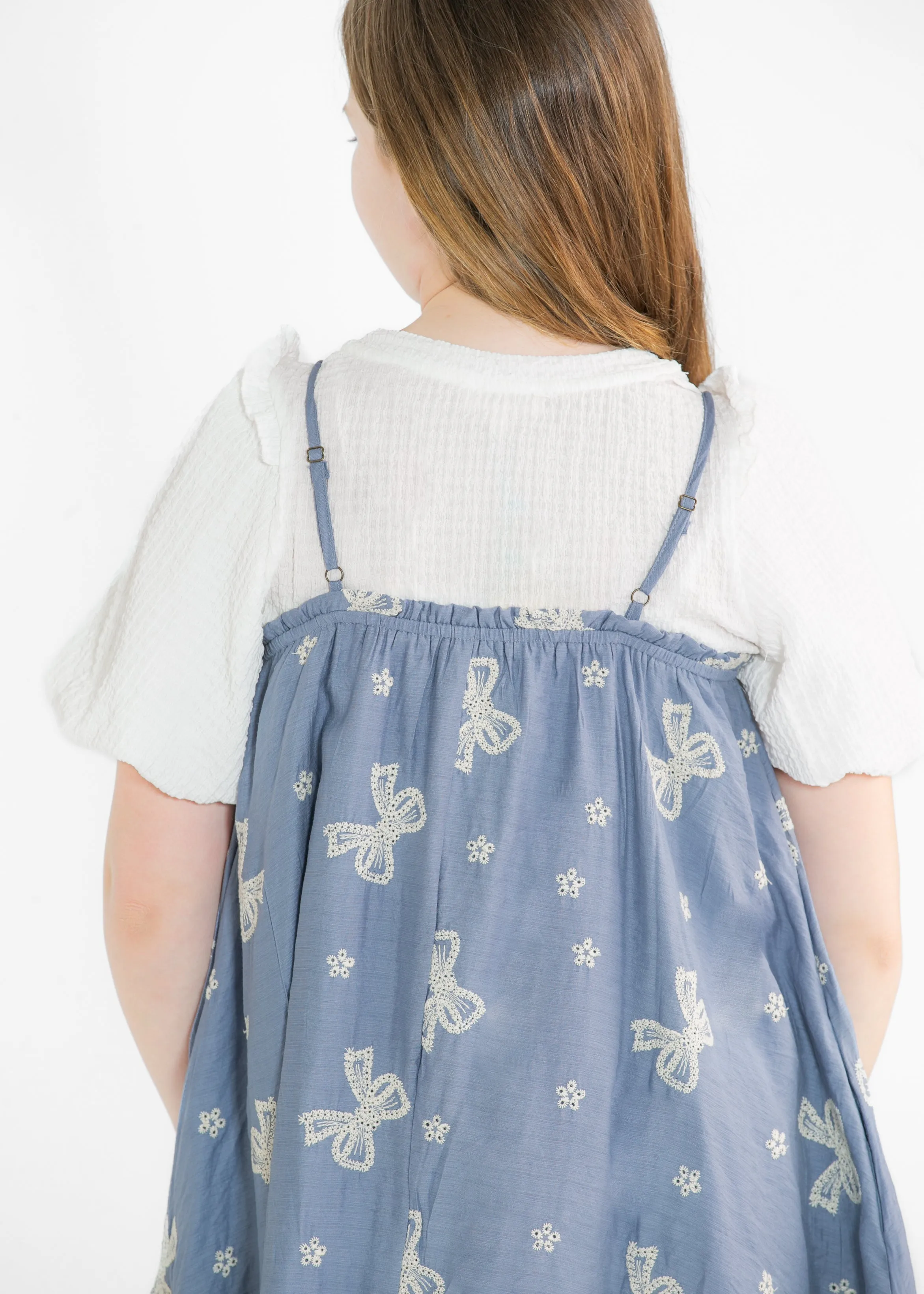Girl's Crinkled Puff Sleeve Knit Top