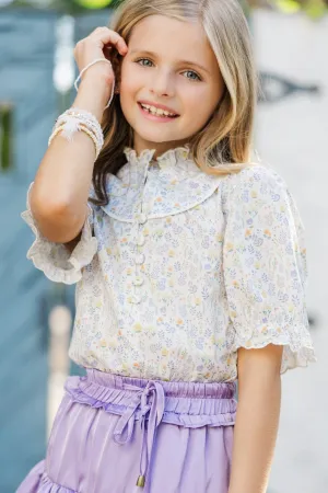 Girls: Keep It Up Yellow Ditsy Floral Blouse