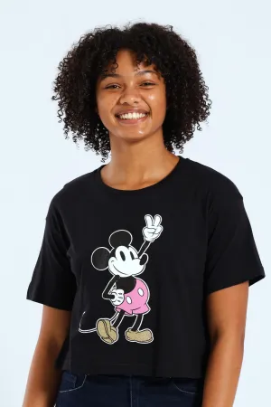 Girls Mickey Boxy Tee - Black