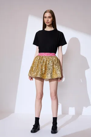 Gold sequin mini skirt