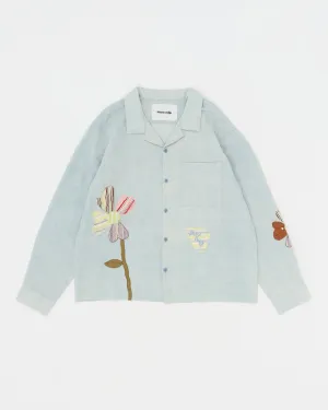 Greetings Shirt LS - Blue Pansy