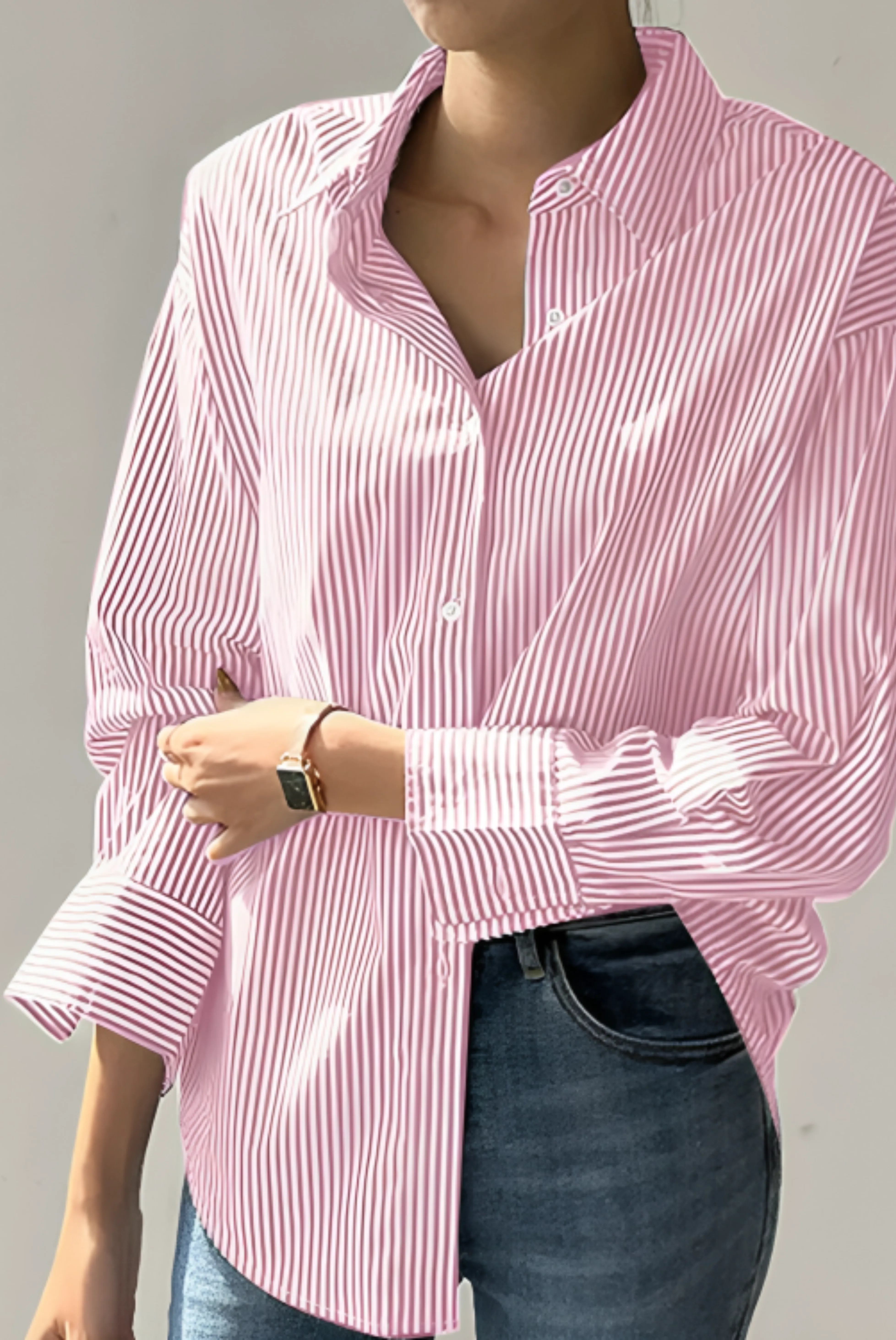 Hailey Executive Shirt - Striped Button-Up for Woman