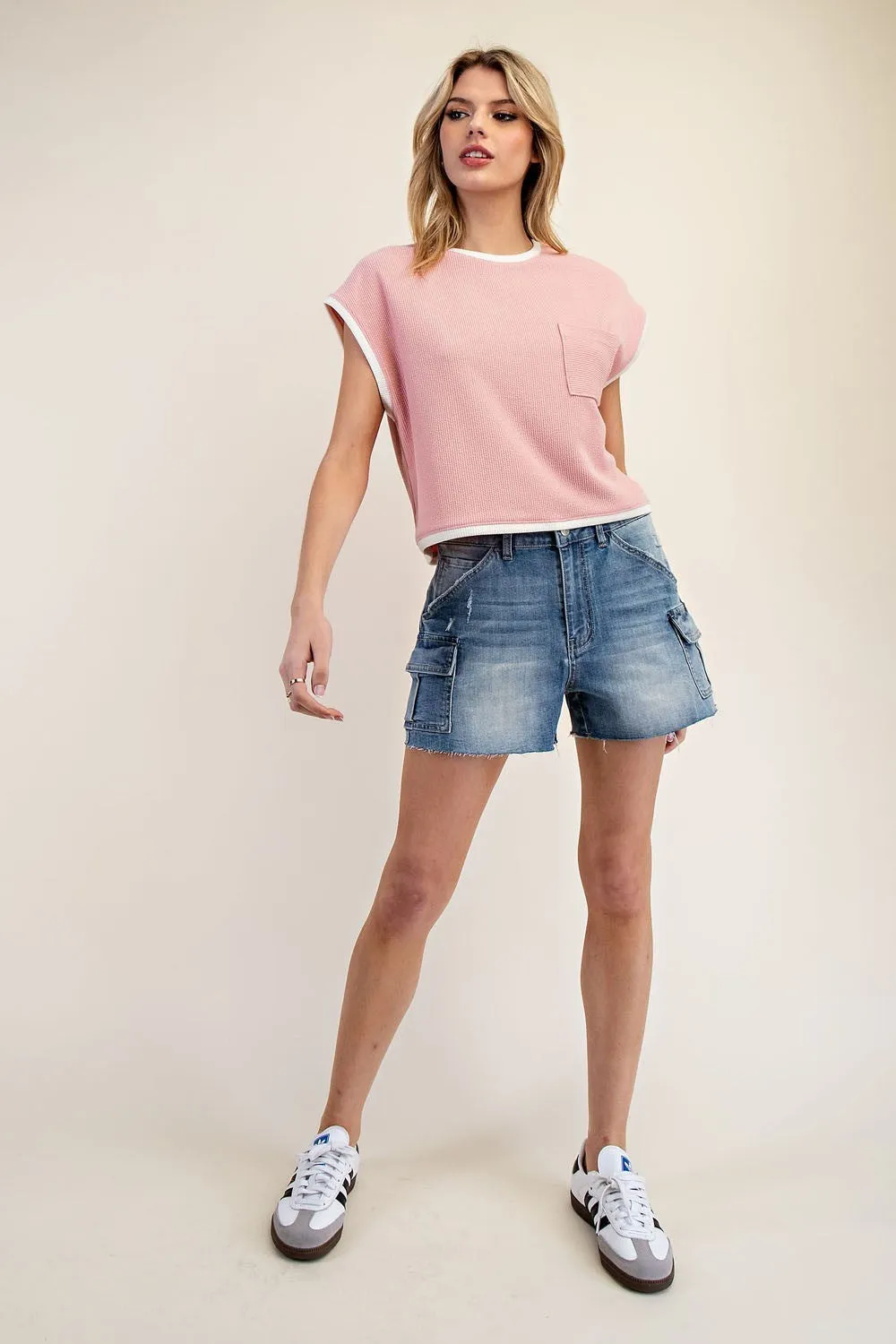 HAILEY TWO-TONE POCKET TEE
