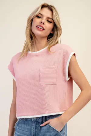 HAILEY TWO-TONE POCKET TEE