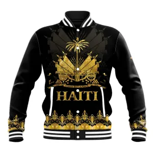 Haiti Neg Marron Baseball Jacket Lespwa pa anyen san aksyon - Gold LT01