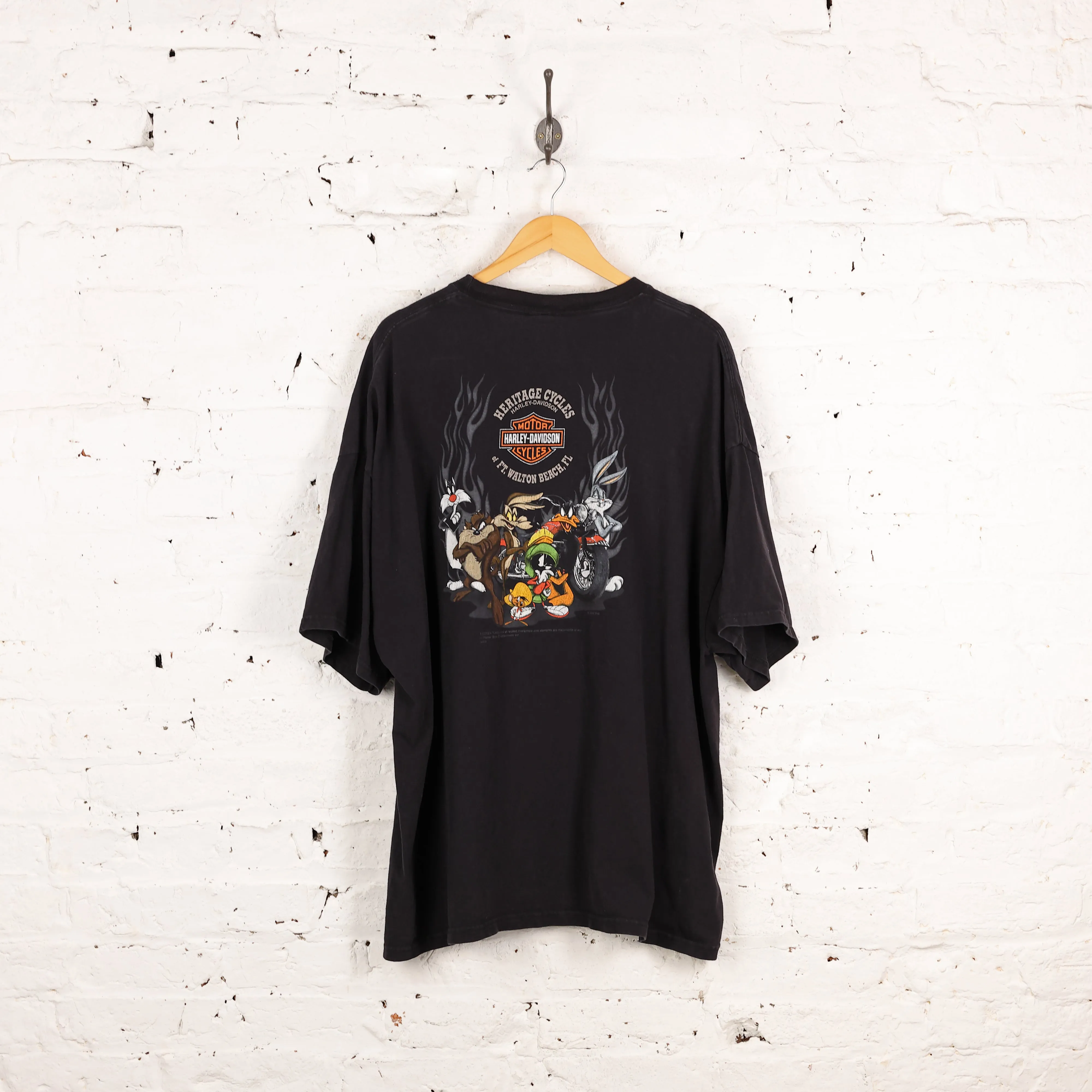 Harley Davidson Foghorn Leghorn Looney Tunes T Shirt - Black - XXXL